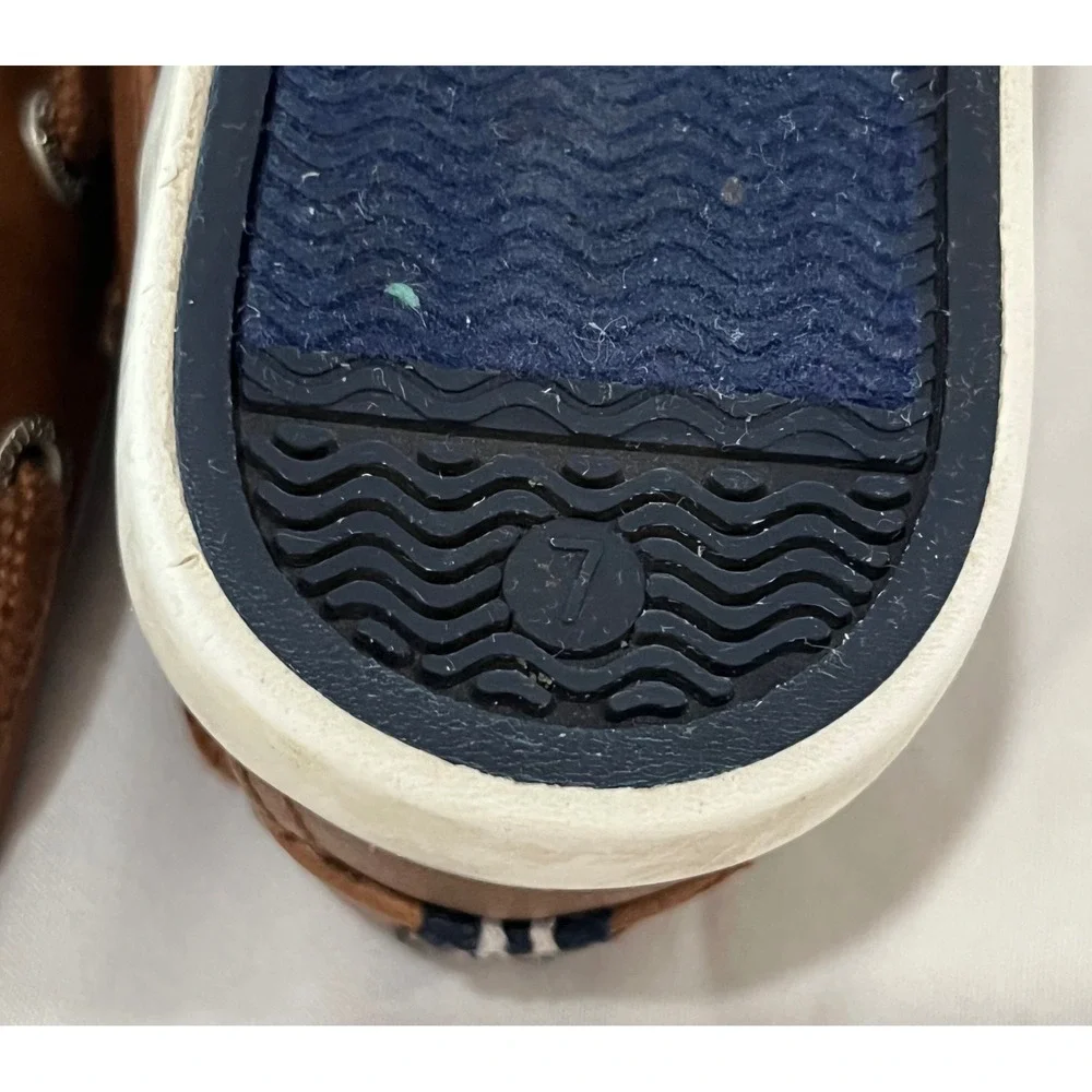 Nautica Little River Kids Brown Leather Boat Shoes Hook‎ and Loop Size 7 Toddler